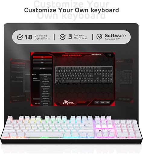 RK ROYAL KLUDGE RK920 Full Size 104 Keys Wired Rainbow .